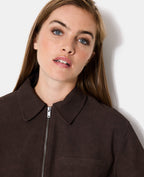 Veste boule zippée en suédine
