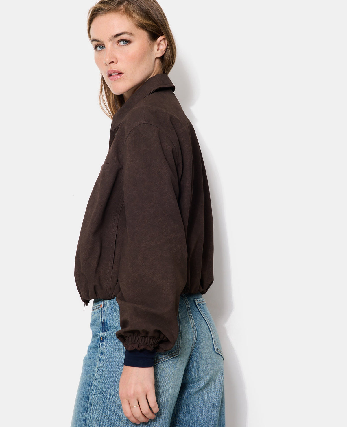 Veste boule zippée en suédine
