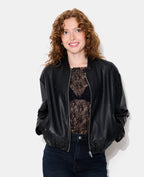 Blouson bomber en simili avec clous
