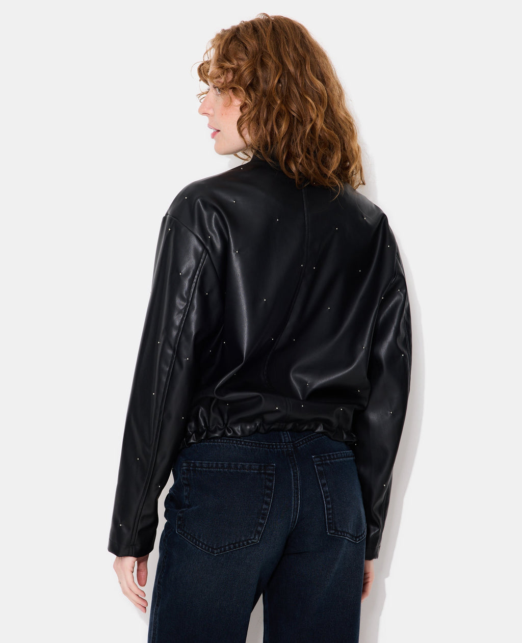 Blouson bomber en simili avec clous