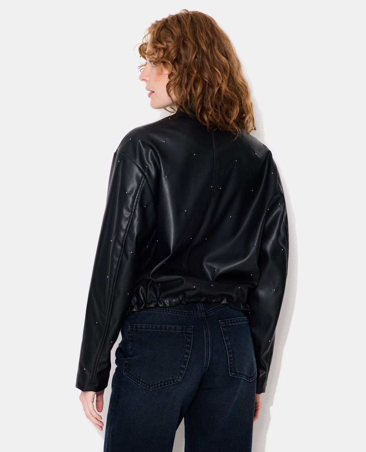 Blouson bomber en simili avec clous
