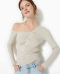 Pull asymétrique maille côtelée