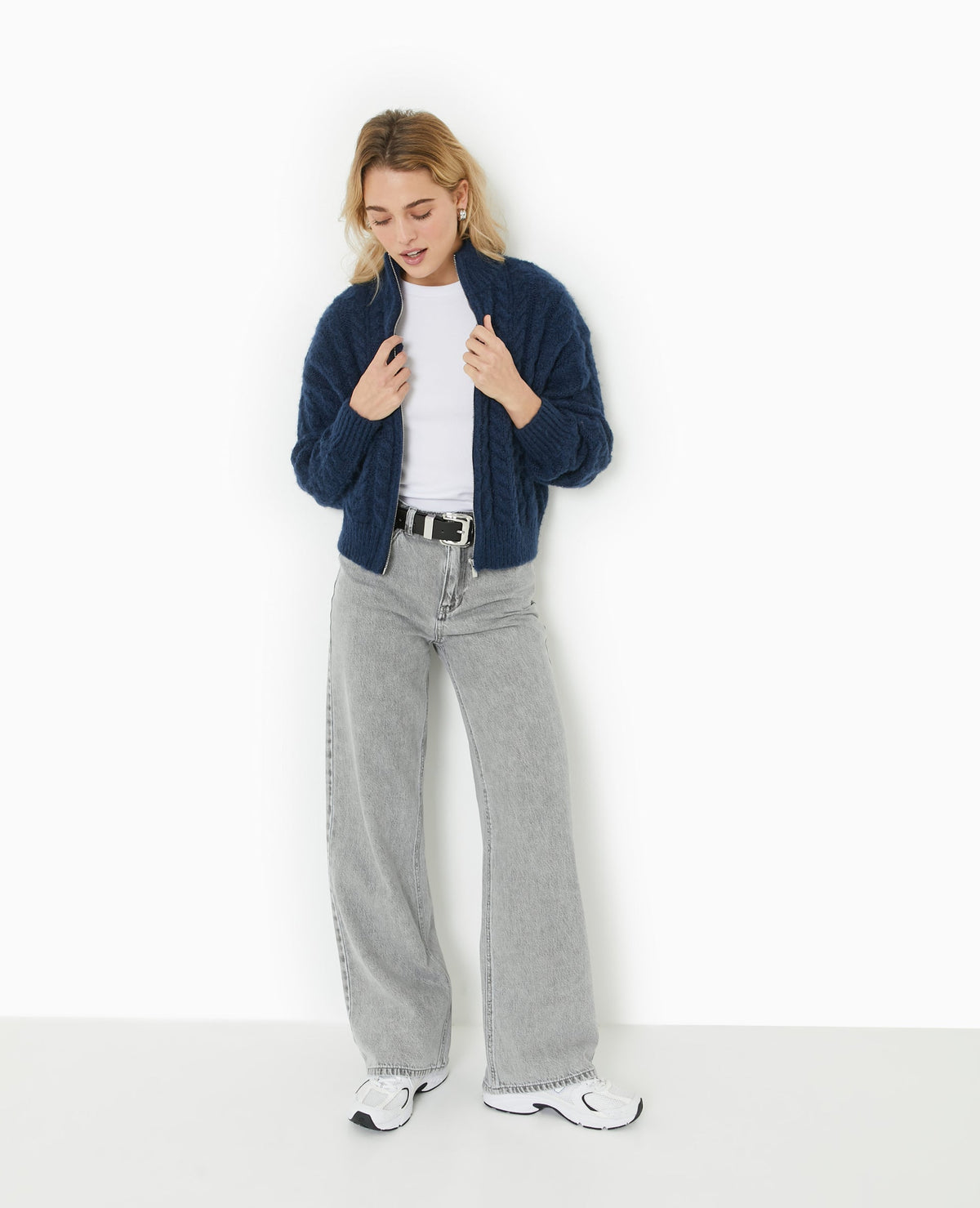 Gilet zippé en maille torsadée