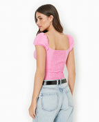 Top encolure cœur avec smock dos