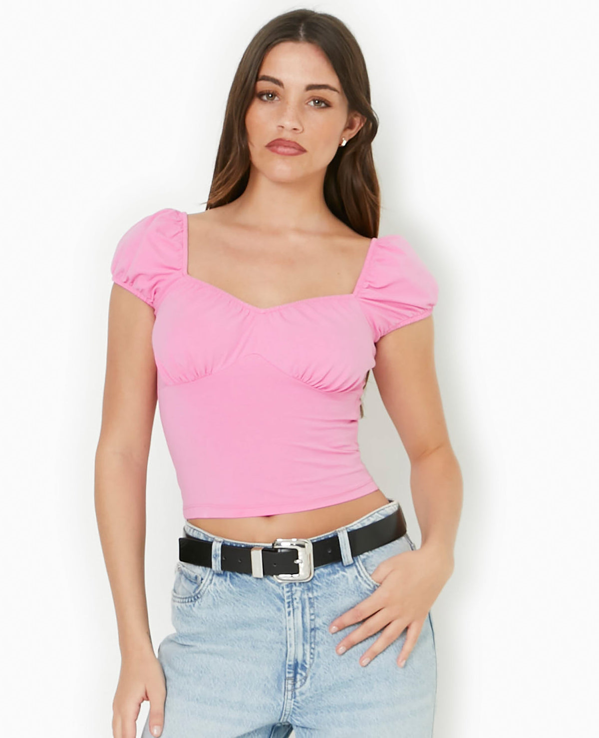 Top encolure cœur avec smock dos