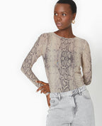 Top manches longues en résille motif python