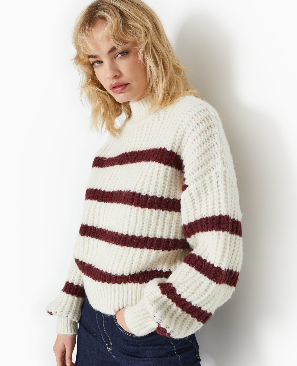 Pull grosse maille avec rayures