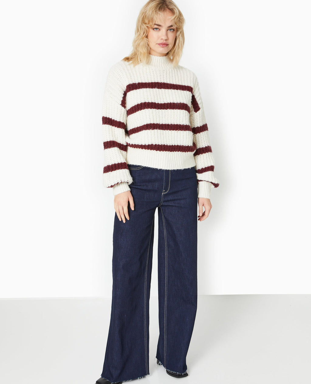 Pull grosse maille avec rayures
