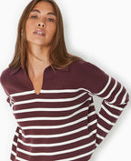 Pull avec col en maille rayée