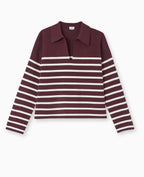 Pull avec col en maille rayée