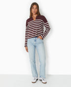 Pull avec col en maille rayée
