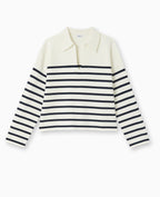 Pull avec col en maille rayée