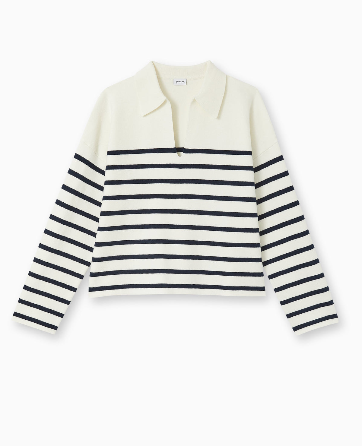 Pull avec col en maille rayée