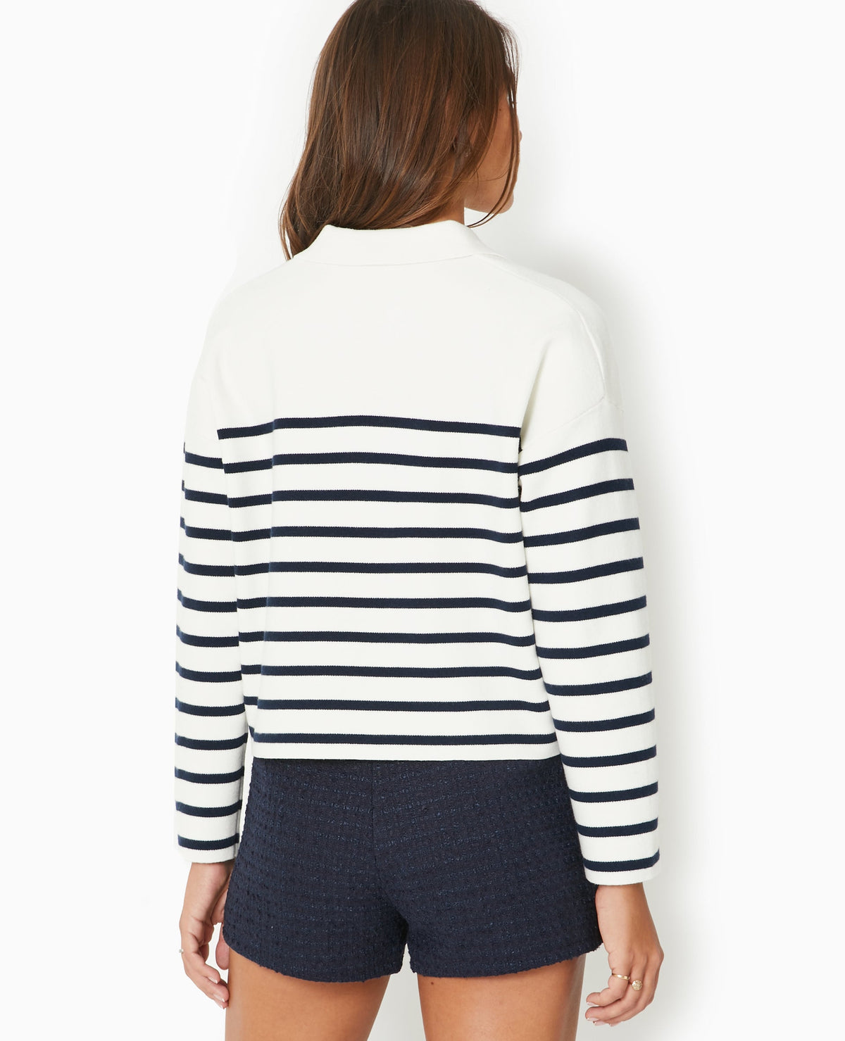 Pull avec col en maille rayée