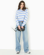 Pull col polo en maille rayée