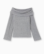 Pull en maille côtelée avec encolure Bardot