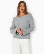 Pull en maille côtelée avec encolure Bardot