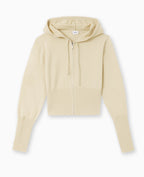Gilet court zippé en maille fine avec capuche