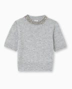 Pull manches courtes avec brillants