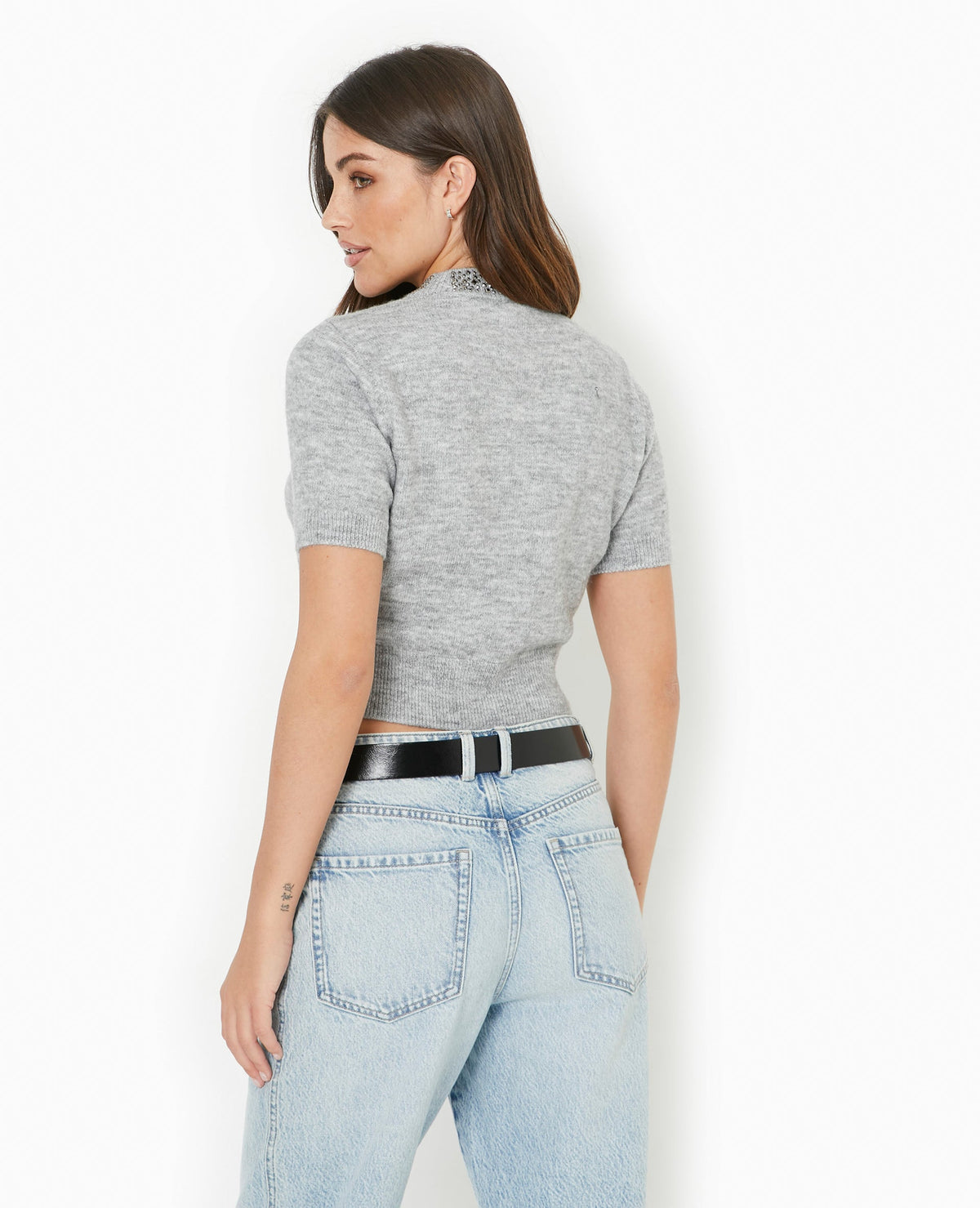 Pull manches courtes avec brillants