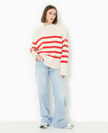Pull oversize rayé avec grands bord-côtes