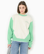 Sweat bicolore avec broderie poitrine et dos