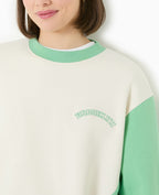 Sweat bicolore avec broderie poitrine et dos