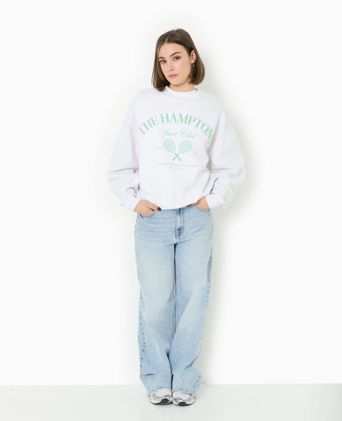 Sweat col rond avec grand print devant