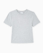 T-shirt court en maille côtelée