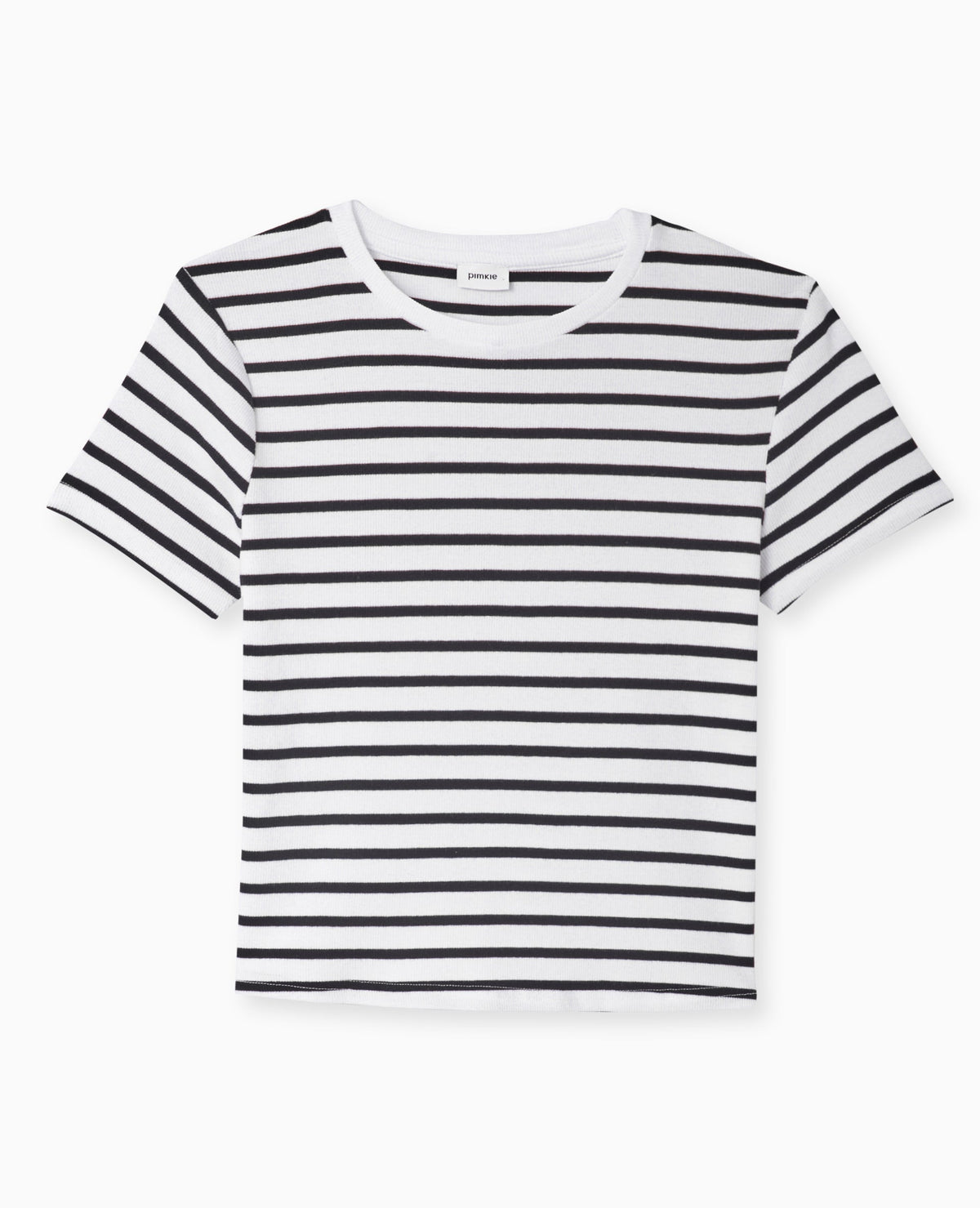 T-shirt court en maille côtelée rayée