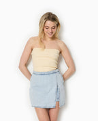 Top bustier en maille côtelée
