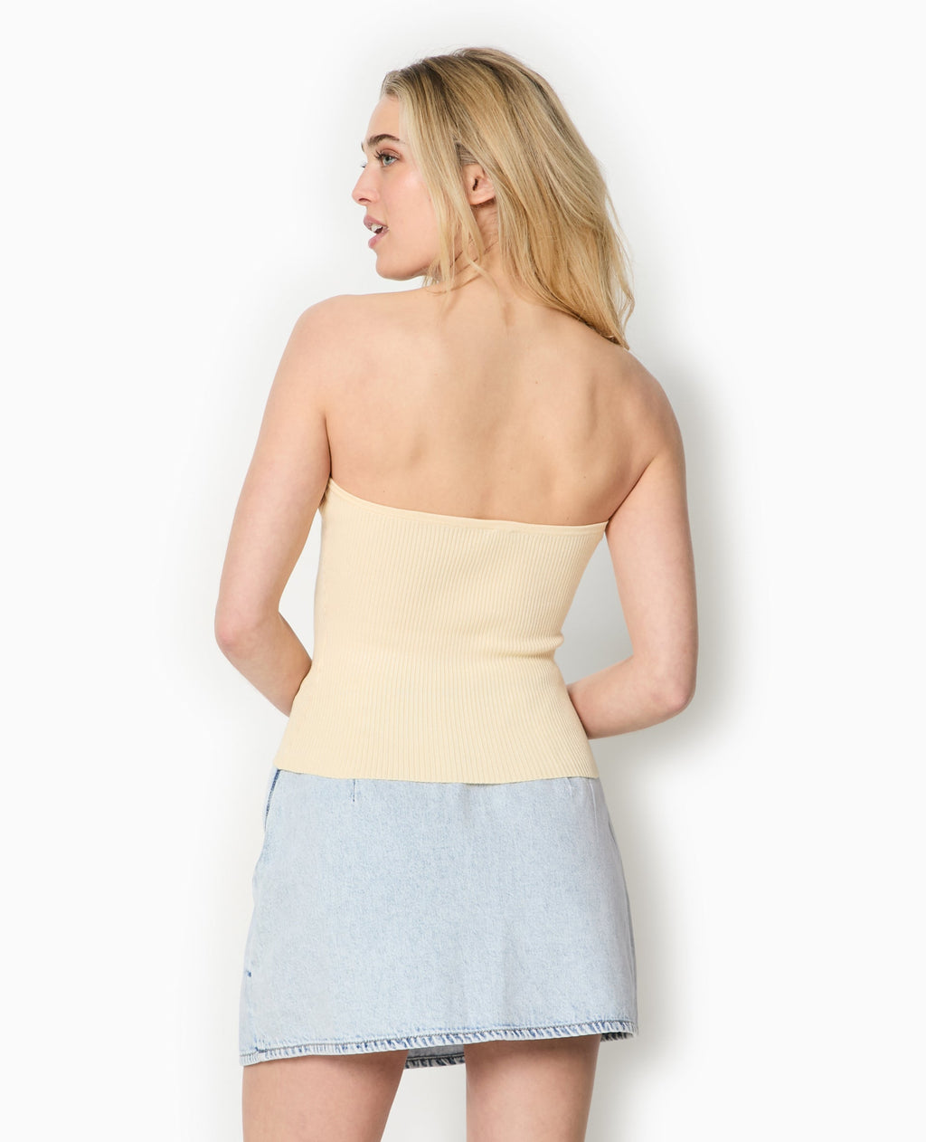 Top bustier en maille côtelée