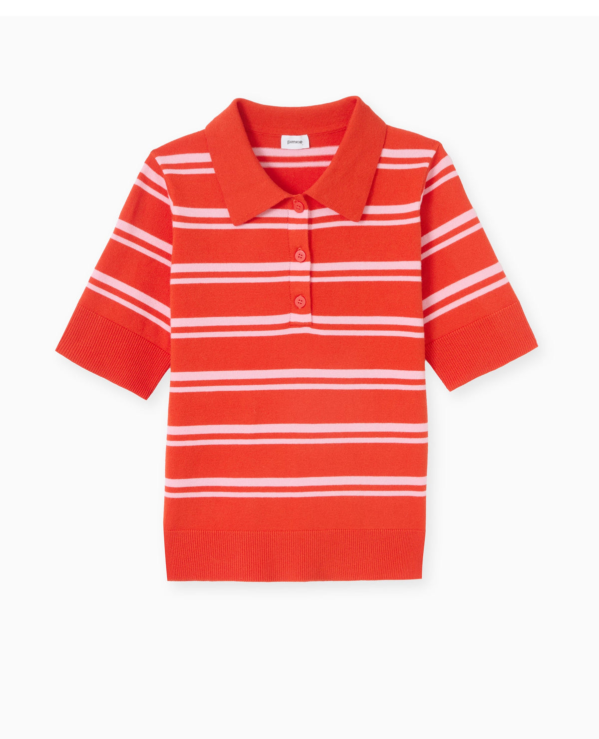 Pull manches courtes col polo motif rayures