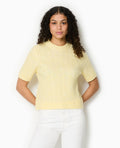 Pull manches courtes maille torsadée