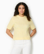 Pull manches courtes maille torsadée