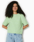 Pull manches courtes maille torsadée