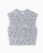 Pull sans manches en maille moulinée