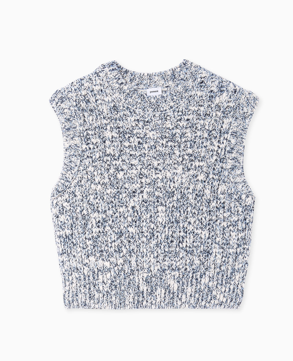 Pull sans manches en maille moulinée