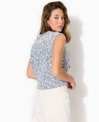 Pull sans manches en maille moulinée
