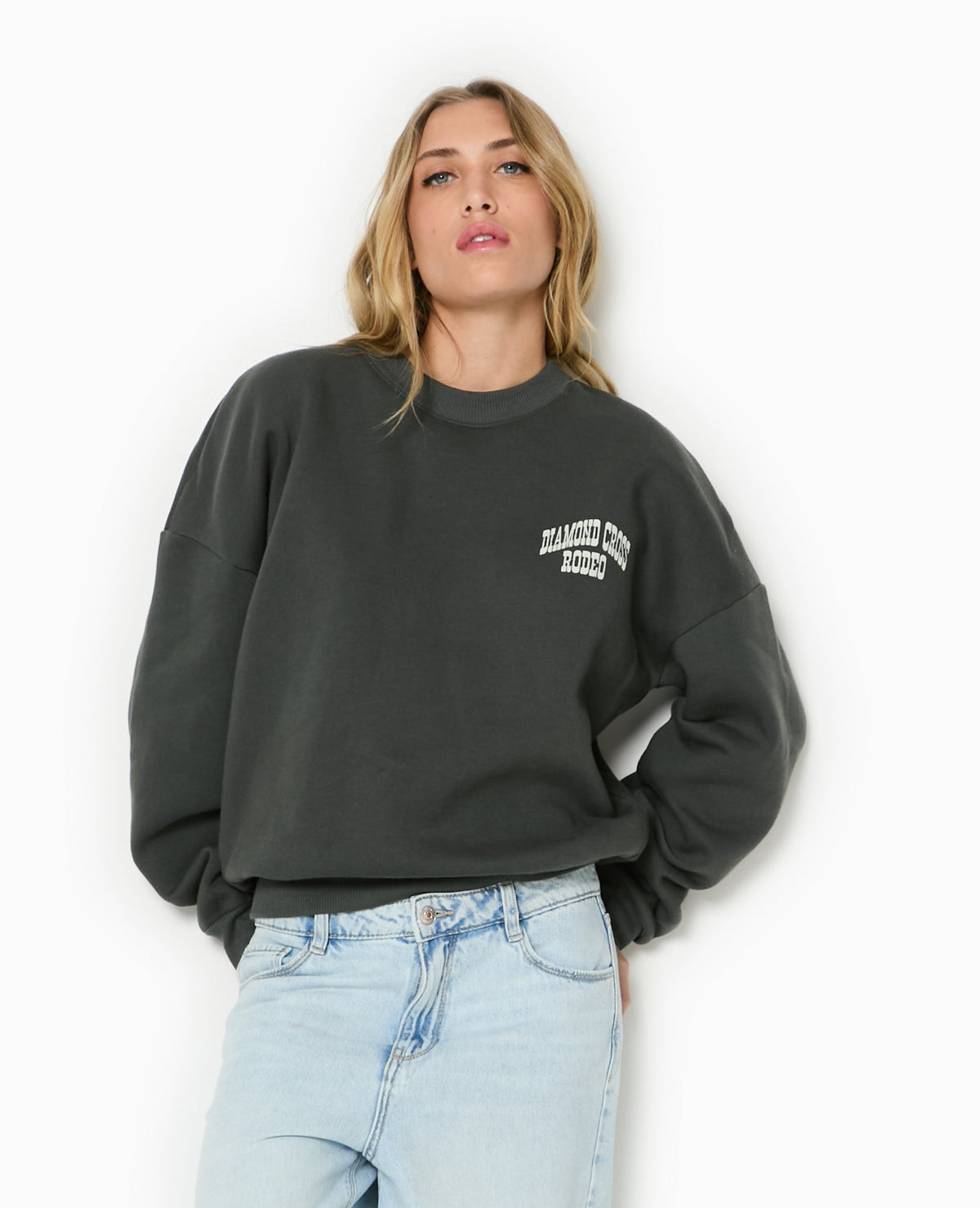 Sweat col rond avec print poitrine et dos