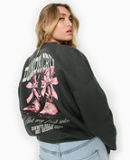 Sweat col rond avec print poitrine et dos