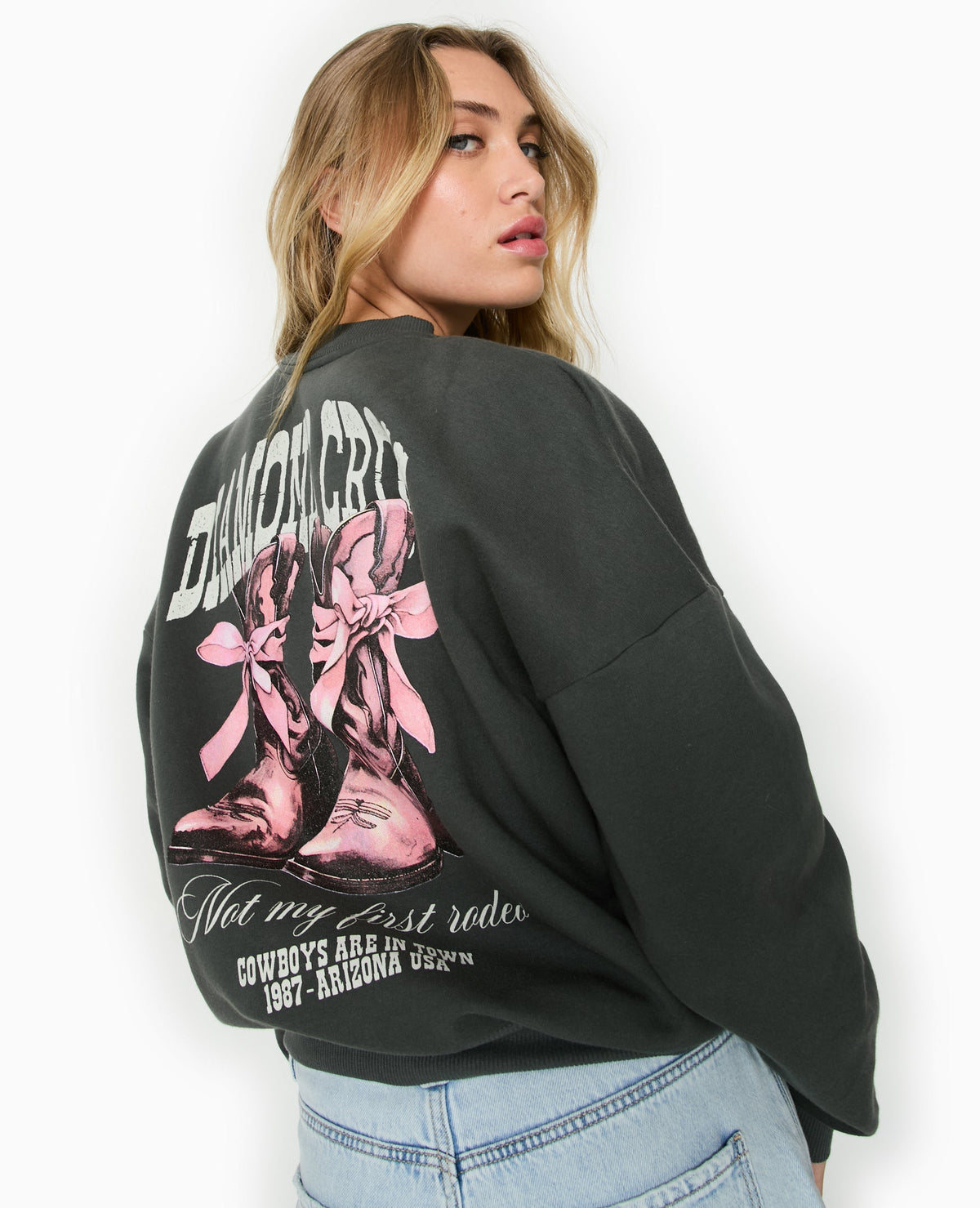 Sweat col rond avec print poitrine et dos