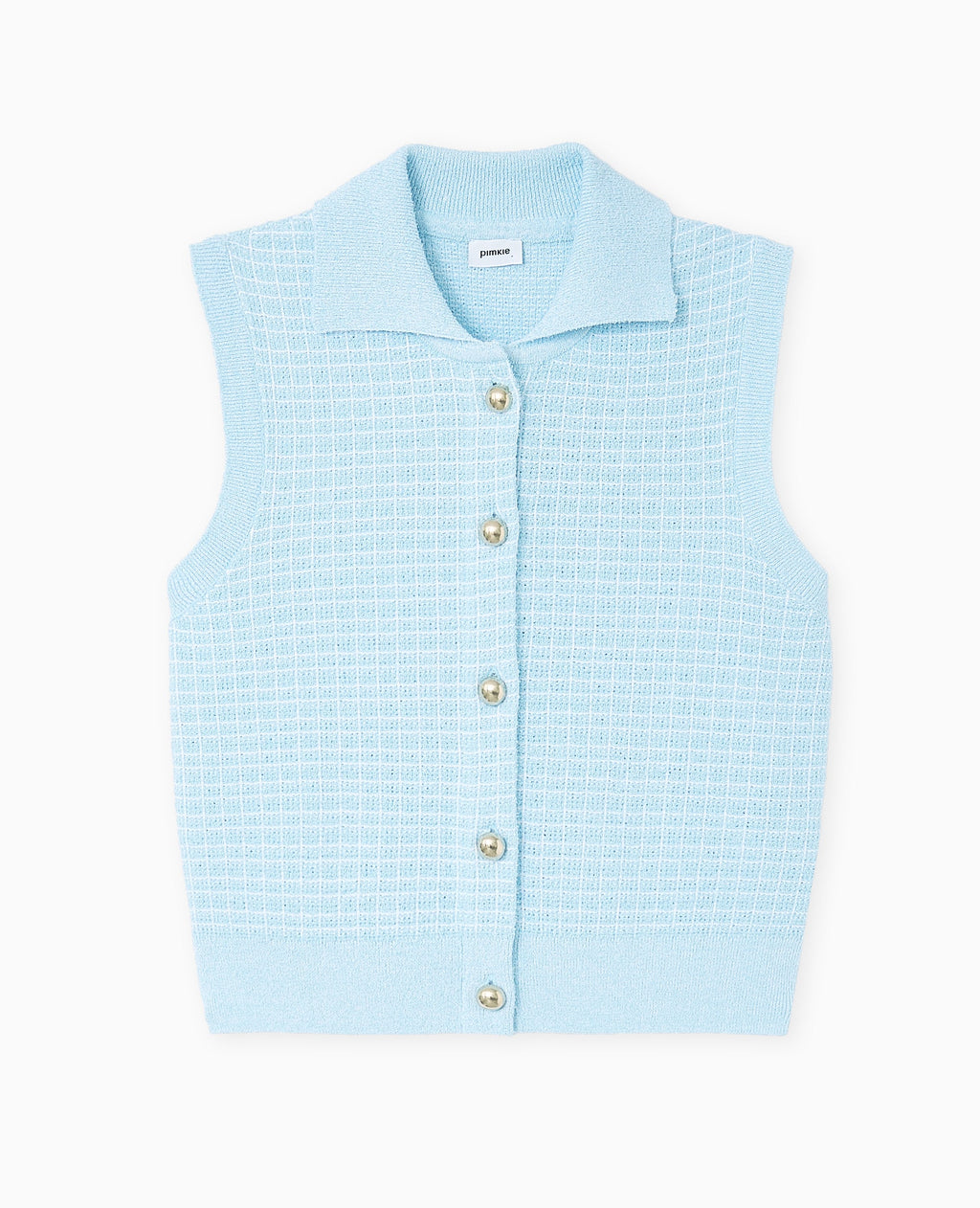 Gilet sans manches en maille à carreaux
