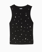 Top sans manches en maille avec strass
