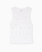 Top sans manches en maille avec strass