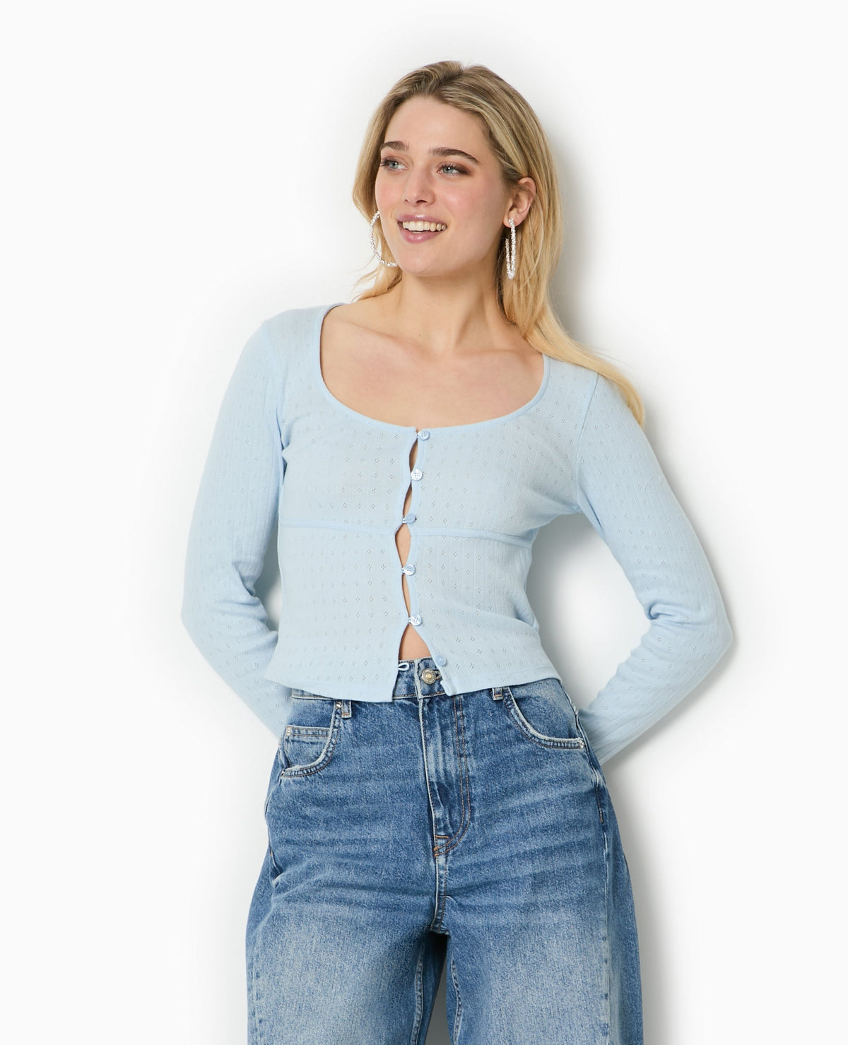 Top cardigan en maille fantaisie