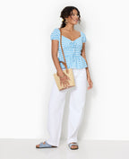 Top manches ballons motif vichy