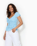 Top manches ballons motif vichy
