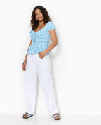 Top manches ballons motif vichy