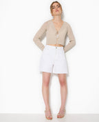 Gilet court en maille lurex avec nouette